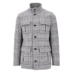 Herno Grey Checked Jacket With High Collar - NWT